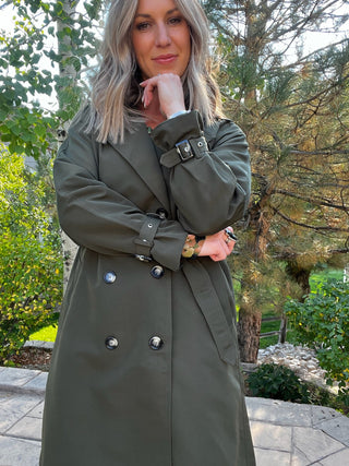 Olive Belted Trench Coat - Allure Boutique WY