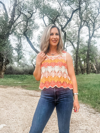 Open Crochet Color Block Tank - Allure Boutique WY
