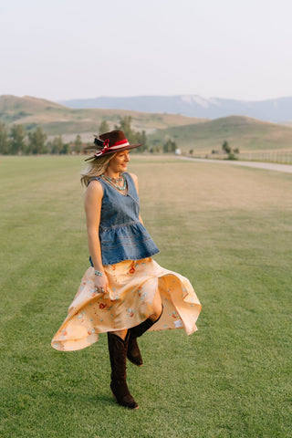 Orange Creamsicle Floral Maxi Skirt - Allure Boutique WY