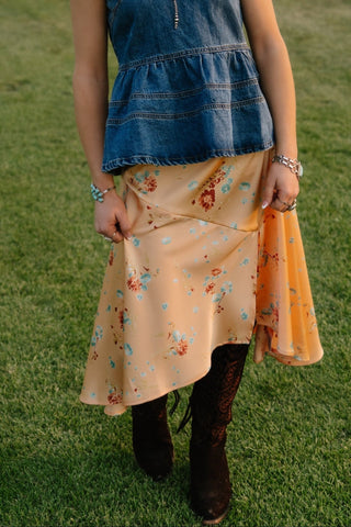Orange Creamsicle Floral Maxi Skirt - Allure Boutique WY