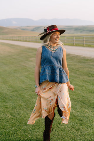 Orange Creamsicle Floral Maxi Skirt - Allure Boutique WY