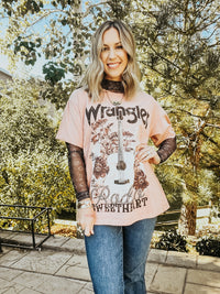 Oversized Misty Rose Rodeo Sweetheart Graphic Tee - Allure Boutique WY