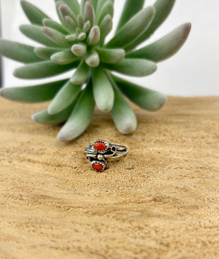 Red 2 Stone Leaf Ring 6