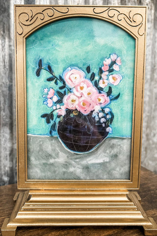 Pewter + Glass Vintage Photo Frame - Pink Floral - Allure Boutique WY