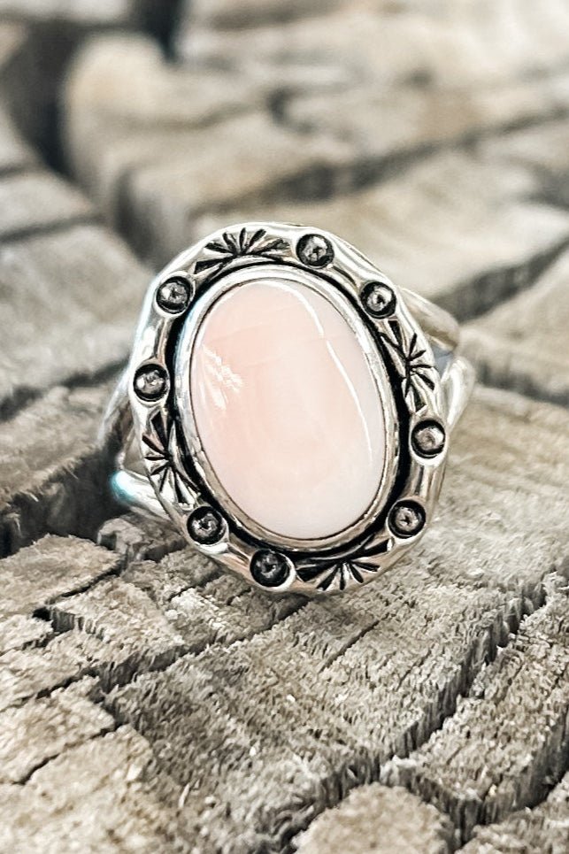 Pink Conch Circle Stone Ring Size 8 - Allure Boutique WY