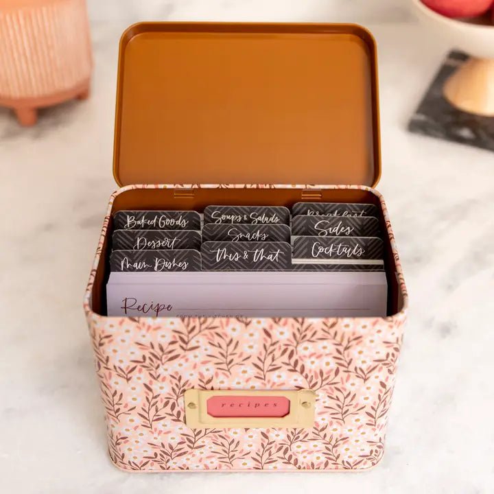 Pink Daisy Tin Recipe Box - Allure Boutique WY