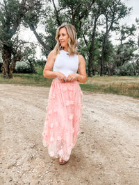 Pink Floral Lace Midi Skirt - Allure Boutique WY