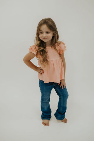 Pink Ribbed Flutter Sleeve Top - Allure Boutique WY
