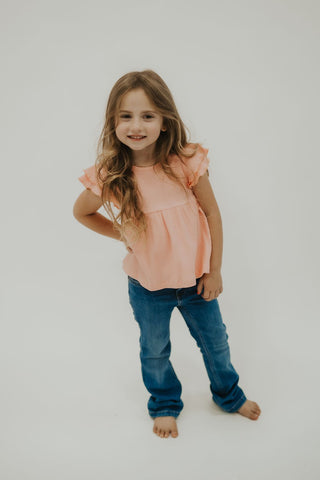 Pink Ribbed Flutter Sleeve Top - Allure Boutique WY