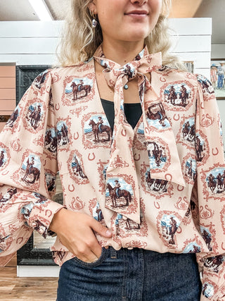 Pink Tie Blouse - Allure Boutique WY