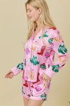 Pink Western Holiday Satin Pajama Short Set - Allure Boutique WY