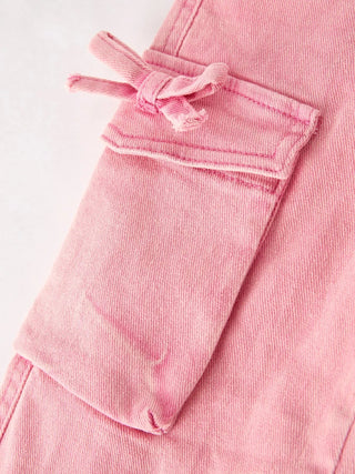 Pink Wide Leg Denim Pants with Pockets - Allure Boutique WY