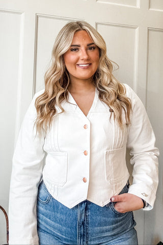 Pleated Tour Denim Top - Allure Boutique WY