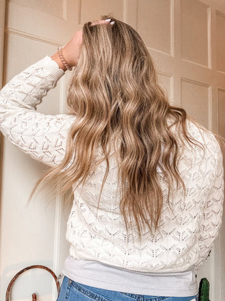 Pointelle Tie Front Sweater - Allure Boutique WY