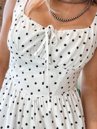 Polka Dot Smocked Back Midi Dress - Allure Boutique WY