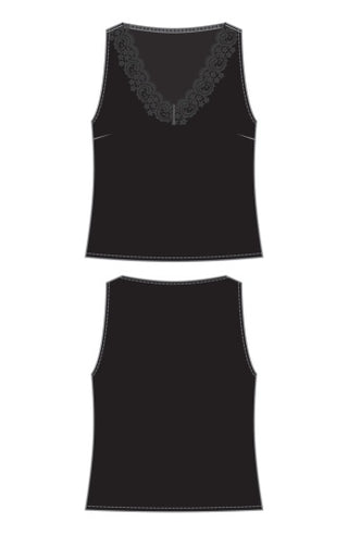 V-Neck Woven Tank + Lace Trim
