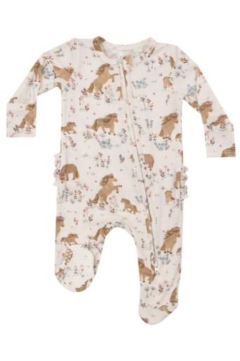 Pretty Ponies Ruffle Back Footie Sleeper - Allure Boutique WY