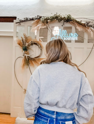 Puff Sleeve Cropped Sweatshirt - Allure Boutique WY