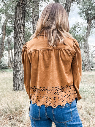 Puff Sleeve Jacket + Laser Cut Hem - Allure Boutique WY