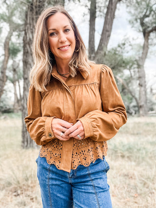 Puff Sleeve Jacket + Laser Cut Hem - Allure Boutique WY