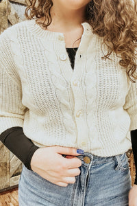 Quarter Sleeve Cable Knit Cardigan - Allure Boutique WY