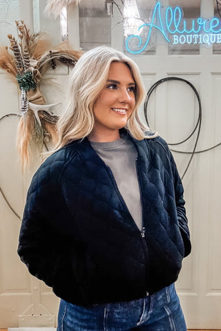 Quilted Bomber Jacket - Allure Boutique WY