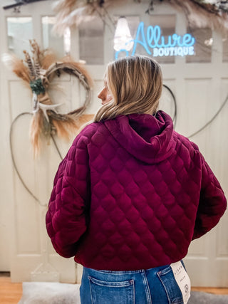 Quilted Quarter Zip Hoodie Jacket - Allure Boutique WY