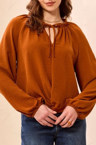 Raglan Sleeve Blouse with Front Knot - Allure Boutique WY
