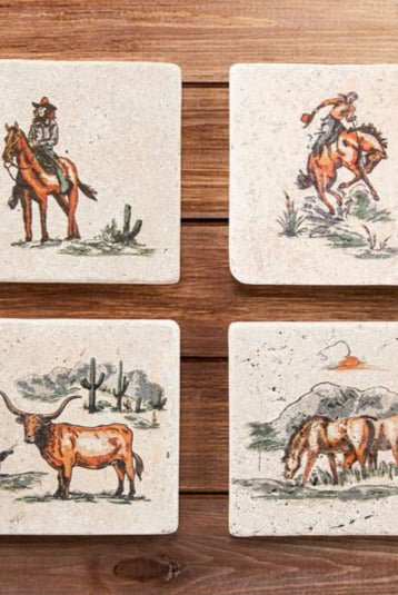 Ranch Life Coaster Set 4" x 4" - 4 PC - Allure Boutique WY