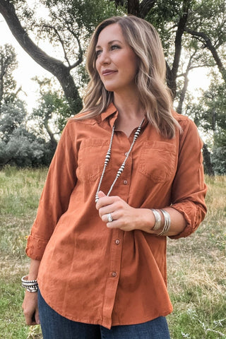Real Billie Jean Long sleeve Shirt Glazed Ginger Dobby - Allure Boutique WY