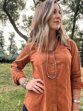 Real Billie Jean Long sleeve Shirt Glazed Ginger Dobby - Allure Boutique WY