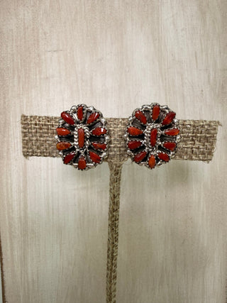 Red Cluster Sterling Silver Earrings - Allure Boutique WY