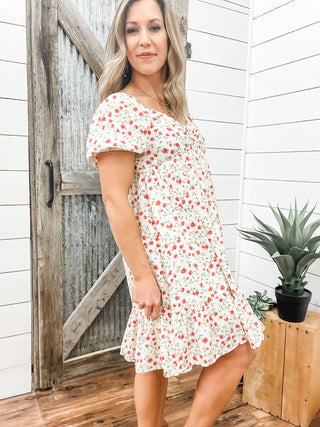 Red Floral Print Baby - Doll Dress - Allure Boutique WY