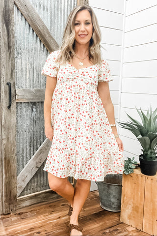 Red Floral Print Baby - Doll Dress - Allure Boutique WY