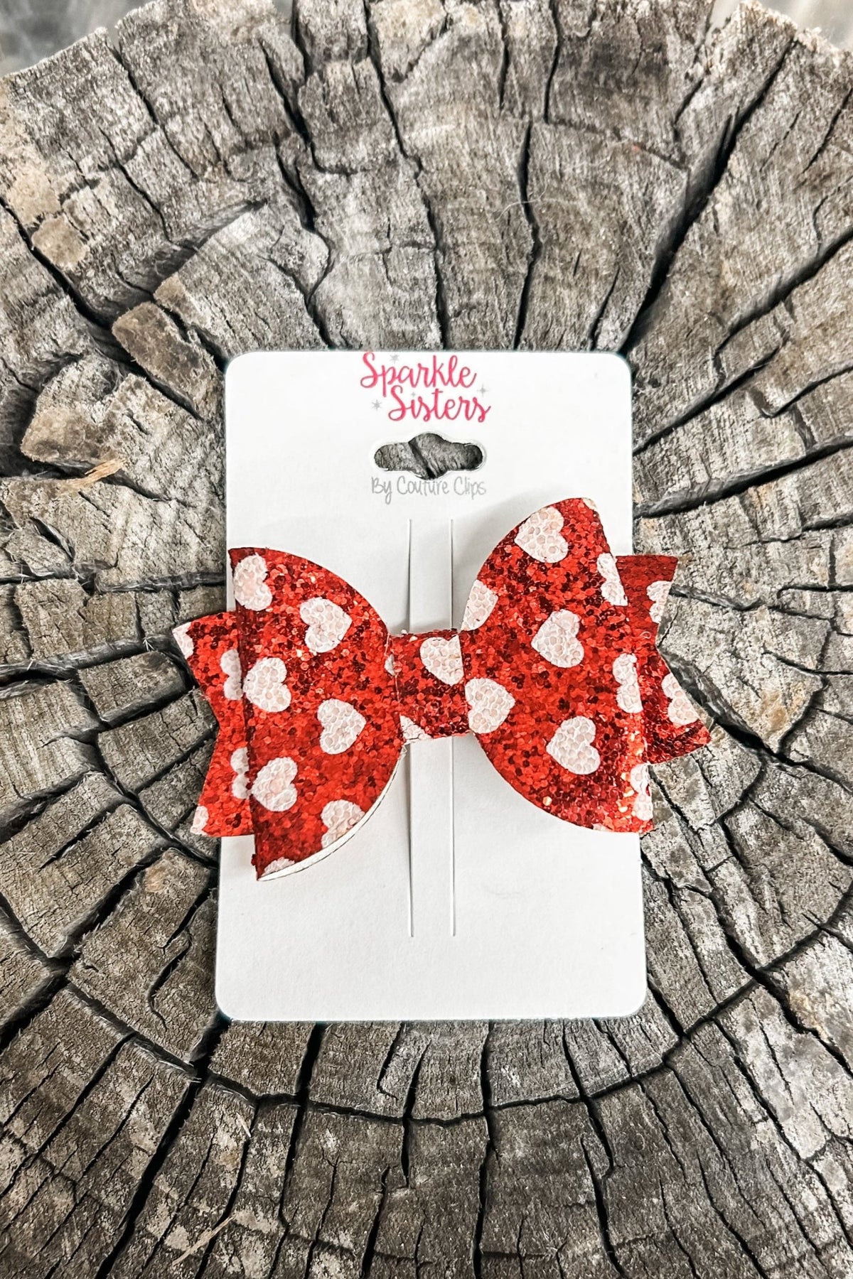 Red Glitter Heart Bow Hair Clip - Allure Boutique WY