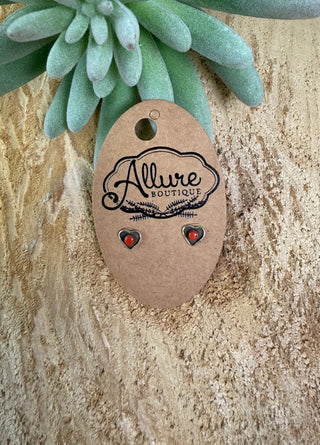 Red Heart Post Earrings - Allure Boutique WY