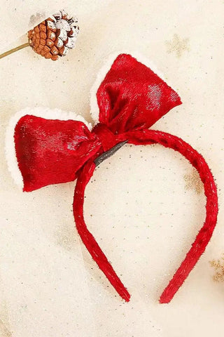 Red Plush Bow Headband - Allure Boutique WY