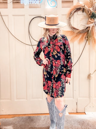 Red Rose Western Snap Dress - Allure Boutique WY