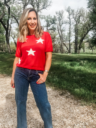 Red Star Sweater Tee - Allure Boutique WY