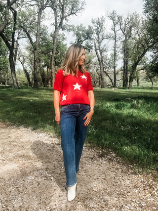 Red Star Sweater Tee - Allure Boutique WY