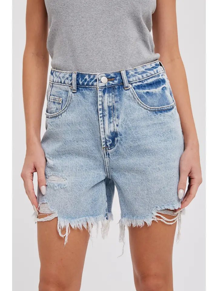 Relaxed Mid - Length Denim Shorts - Allure Boutique WY