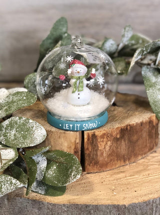 Resin & Glass Snow Globe Ornament with Snowman & LED Lights - Allure Boutique WY