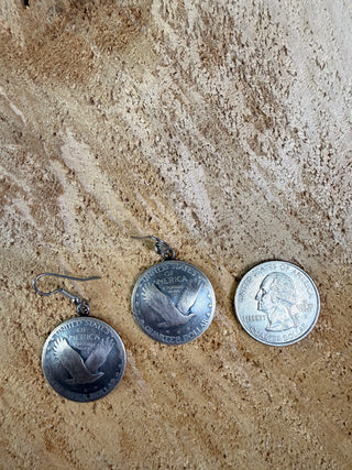 America Coin Sterling Silver Earring