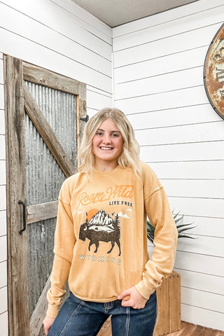 Roam Wild WY Buffalo Sweatshirt - Allure Boutique WY