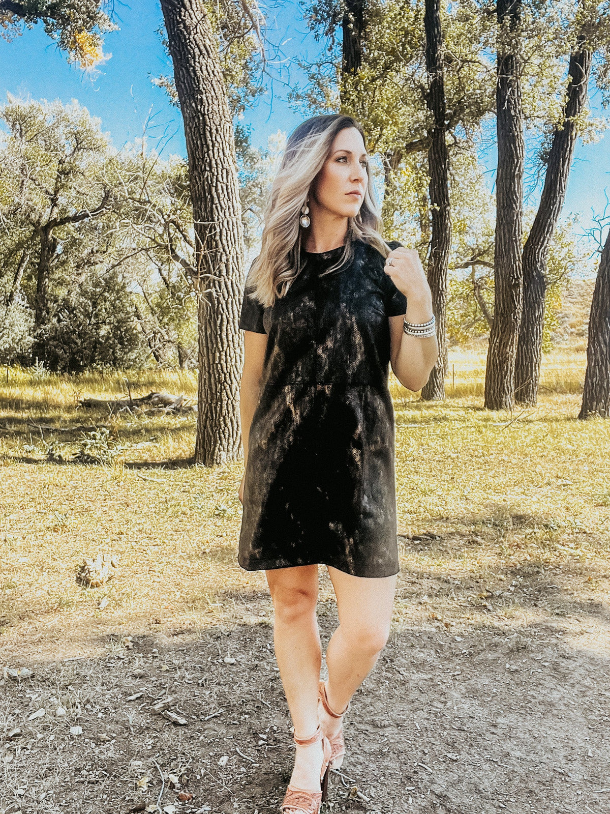 Rock & Roll Denim Black Pleather Dress - Allure Boutique WY