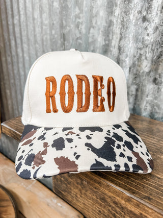 Rodeo Embroidered Hat + Cow Print Brim - Allure Boutique WY