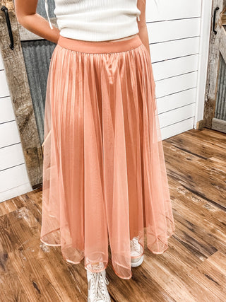 Rose Tulle Maxi Skirt with Satin Trim - Allure Boutique WY
