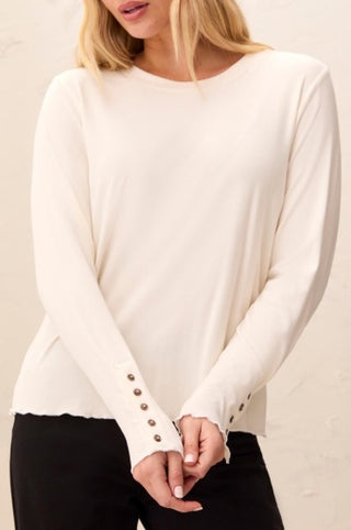 Long Sleeve Crew Neck with Button Detail