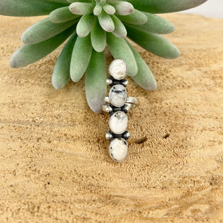 White Buffalo 4 Stone Adjustable Ring