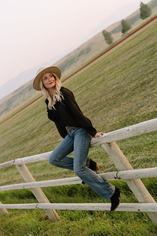 Ruffle Lace Up Blouse - Allure Boutique WY